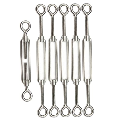 6 piezas Tensores de Acero Inoxidable 304 de Alta Resistencia Ajustables Ojal a Ojal para Tensar Cables y Toldos de Sombra miniatura 1