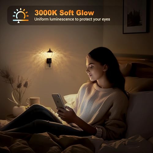 Image of JandCase Night Lights Plug into Wall, 3000K Soft White, Dusk to Dawn Sensor | 0-100LM Dimmable Industrial Night Light, for Bedroom, Bathroom, Living Room, Hallway