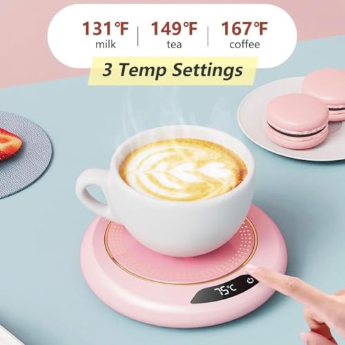 Image of USB Coffee Mug Warmer for Desk - 3-Level Temperature Control Cup Heater with Auto Shut-Off, Perfect for Keeping Tea, Milk & Coffee Warm at Home or Office