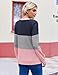 Zeagoo Women V Neck Long Sleeve Color Block Casual Blouse Fall Fashion 2025 Button Decor Basic Tees Waffle Knit Tops