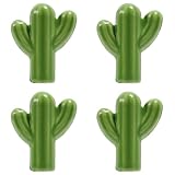 NAKUPENDA 4Pcs Cerámica de Muebles Pomos Forma de Cactus Cerámica Armario Cajón Pomo Manijas para Habitación,Cajones (Verde)