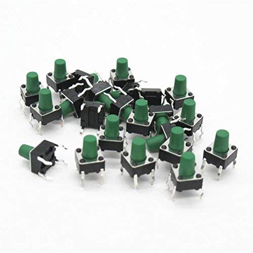100個6 x 6 mm x 5 mm PCB瞬間触覚プッシュボタンスイッチ4ピンDIP(グリーン)-G