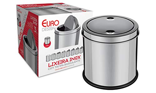 Lixeira com Tampa, Basculante, Inox, Euro