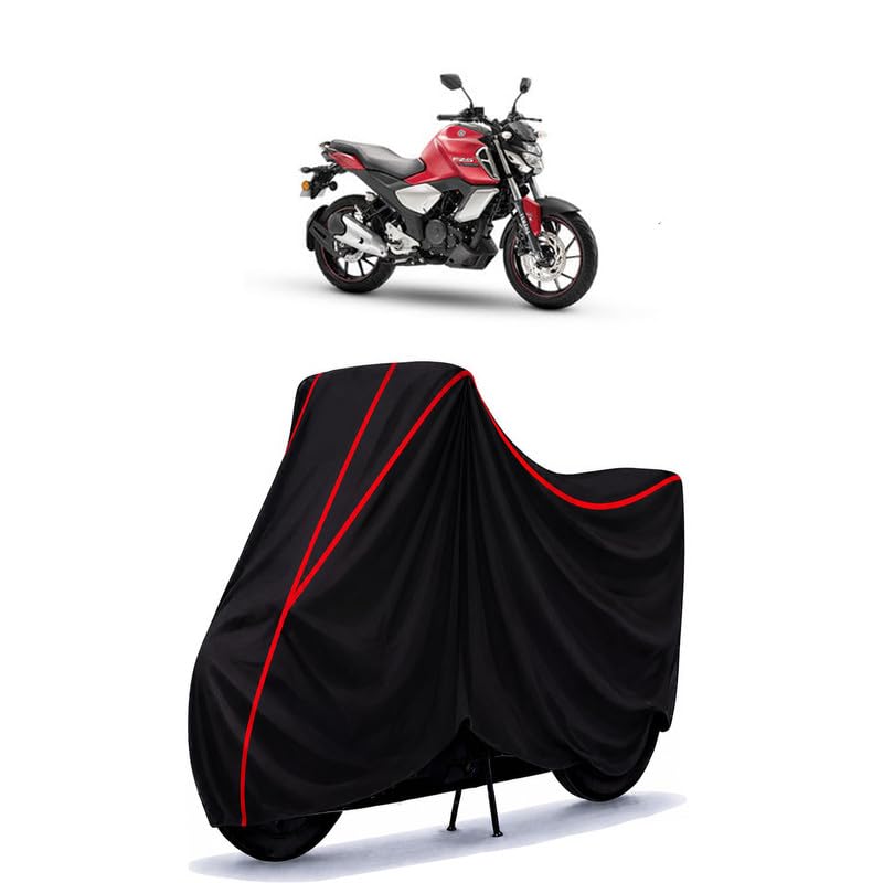 Image of FZS-FI V3 Deluxe Water Resistant Bike Cover for All Motorcycles & Rain | Heavy Duty Taffeta Fabric | UV Protection, Dustproof, Scratchproof | All Weather Two Wheeler Body Cover with Elastic Bottom