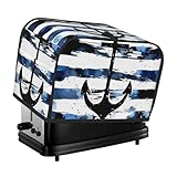 Toaster-Abdeckung im Vintage-Stil, nautischer Anker, 2 Scheiben, Retro-Streifen, gemütlich, mit Tasche, schmutzabweisend, staubdicht, für kleine Geräte