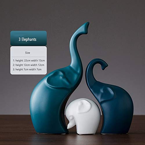 Sculpture Art Artisanatcadeau De Vacances Statue Couplecerf En Céramique Bleu Figurines Escargot Éléphant Statue Home Decor Artisanat Salon Bureau Animal Ornement Cadeau De Mariage D052,3 Éléphants