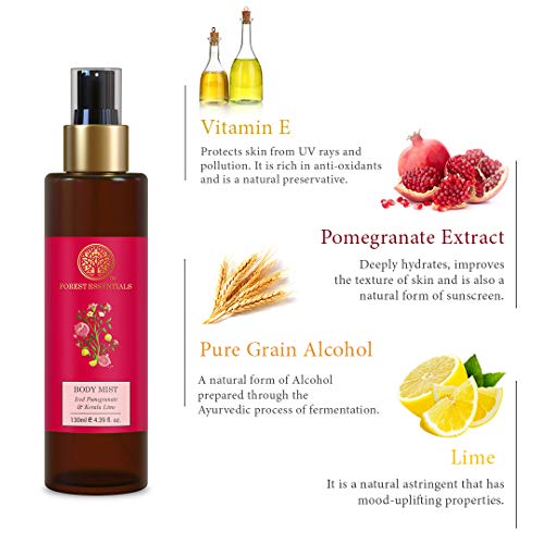Image of Forest Essentials Fragrant Body Mist Iced Pomegranate & Kerala | Aloe Vera juice infused Perfume Spray to keep Skin Scented & Hydrated Through the Day (Pack of 2)