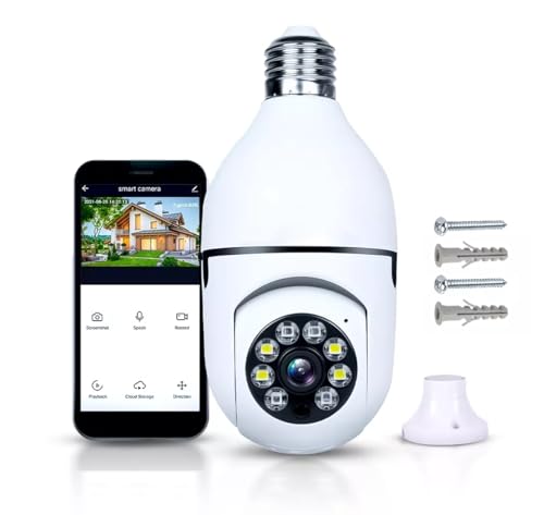 Câmera Lampada De Segurança Inteligente Ip Wifi Com Visão Noturna Vigilancia Interna Externa Giratoria Espiã 360º Cor Branco