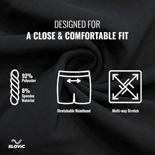 Image of SLOVIC Running Shorts for Men | Durable Gym Shorts for Men Workout | Breathable Mens Running Shorts with Phone Pocket | Ideal for Sports, Gym, Home Comfort | Black