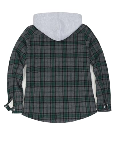 ZENTHACE Women's Flannel Shirt Jacket with Hood,Sherpa Lined Plaid Shacket Jackets,Snap Button Front2