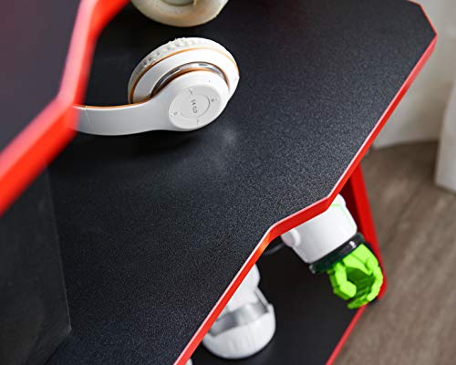 Jjs 3-Tier Gaming Console Storage Shelf, Etagere Modern Display Shelving Unit Open Bookcase Rack For Gaming Desk Setup Speakers Figure Plant Stand, Red #TOP4