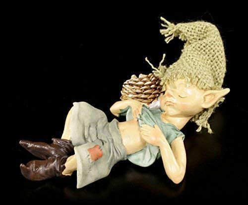 Pixie Kobold Figur kuschelt mit Igel | Gnom Zwerg Deko Cover