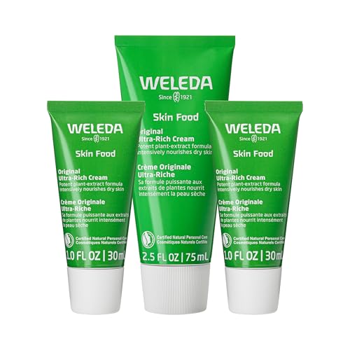 Weleda Skin Food Original Ultra-Rich Body Cream Trio, 3 Piece Set, 2.5 Fluid Ounce (Pack of 1), 1 Fluid Ounce (Pack of 2), Plant Rich Moisturizer and Lip Care with Chamomile and Calendula