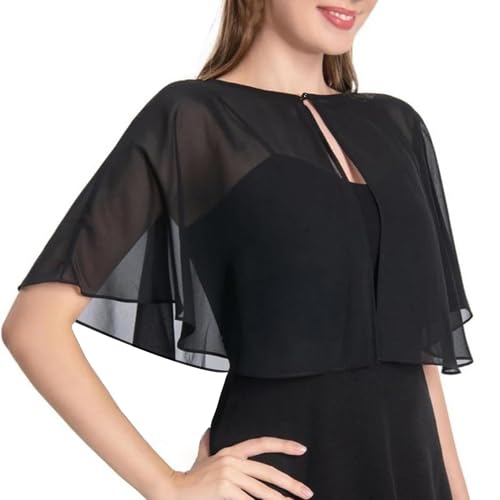 Soft Chiffon Shawl Wraps Shrug for Evening Dress Wedding Vintage Style Cape for Women2