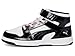 Puma, Unisex-Child, Rebound Layup Mid Hook and Loop, Puma White-Puma Black-Pale Pink, Little Kid 10.5 US