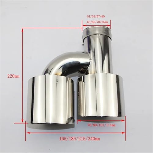 Tubo de escape de acero inoxidable tipo H con doble salida y borde recto brillante 7