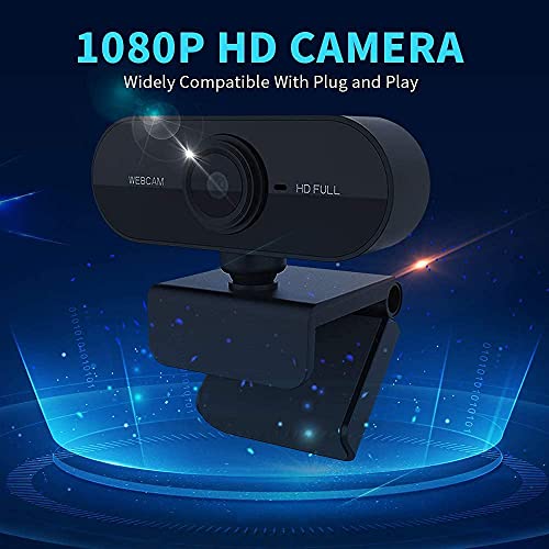 Image of QIWA Full HD USB Webcam with Built-in Microphone, 90 Wide Angle View, Plug & Play HD Web Camera for Video Calls, Online Classes, Live Streaming, Meetings, Desktop & Laptop Compatible (Black)