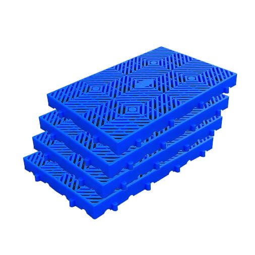 Palette en plastique emboîtable et légère structure en grille lot de 4 bleu