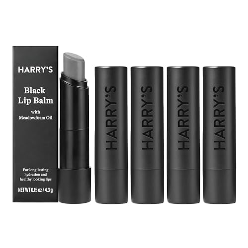 Harrys Black Lip Balm for Men - (5 Pack) Hydrating Mens Lip Balm with Natural Finish - Korean Skincare Technology with Meadowfoam Oil