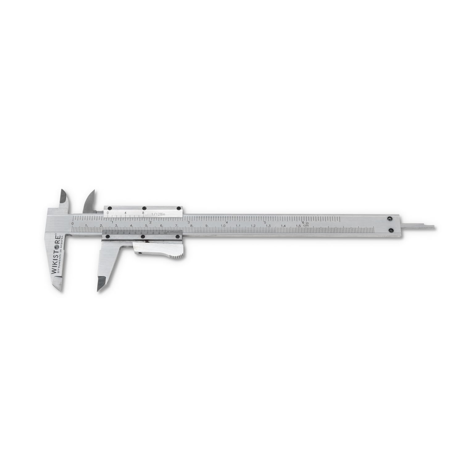 WIKISTORE CALIBRO PROFESSIONALE COMPOSTO NONIO AVVITATO 150 mm, Calibro ventesimale con becchi da 40 mm, Calibro acciaio bloccaggio a pulsante, Lettura 1/20° 0,05 MM / 1/128", Attrezzo da lavoro