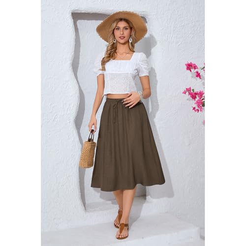 Image of Witsmile Women's Summer Pleated High Waisted Casual Flowy Skirt Pockets