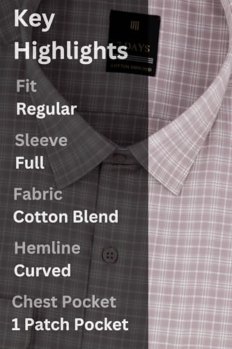 Image of 7-DAYS Men's Premium Checks Formal Shirt - Cotton Rich, Regular Fit, Full Sleeve, with Pocket, Wrinkle Resistant - Stylish Office & Everyday Wear.