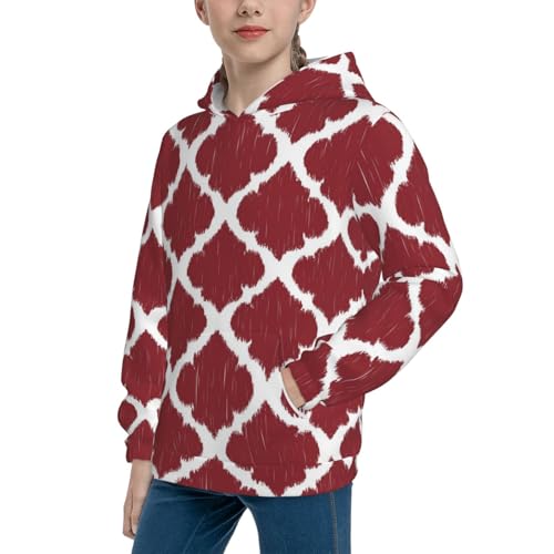 Red Moroccan Kid Hoodies Boys Sweatshirts Girls Pullover with Pocket2