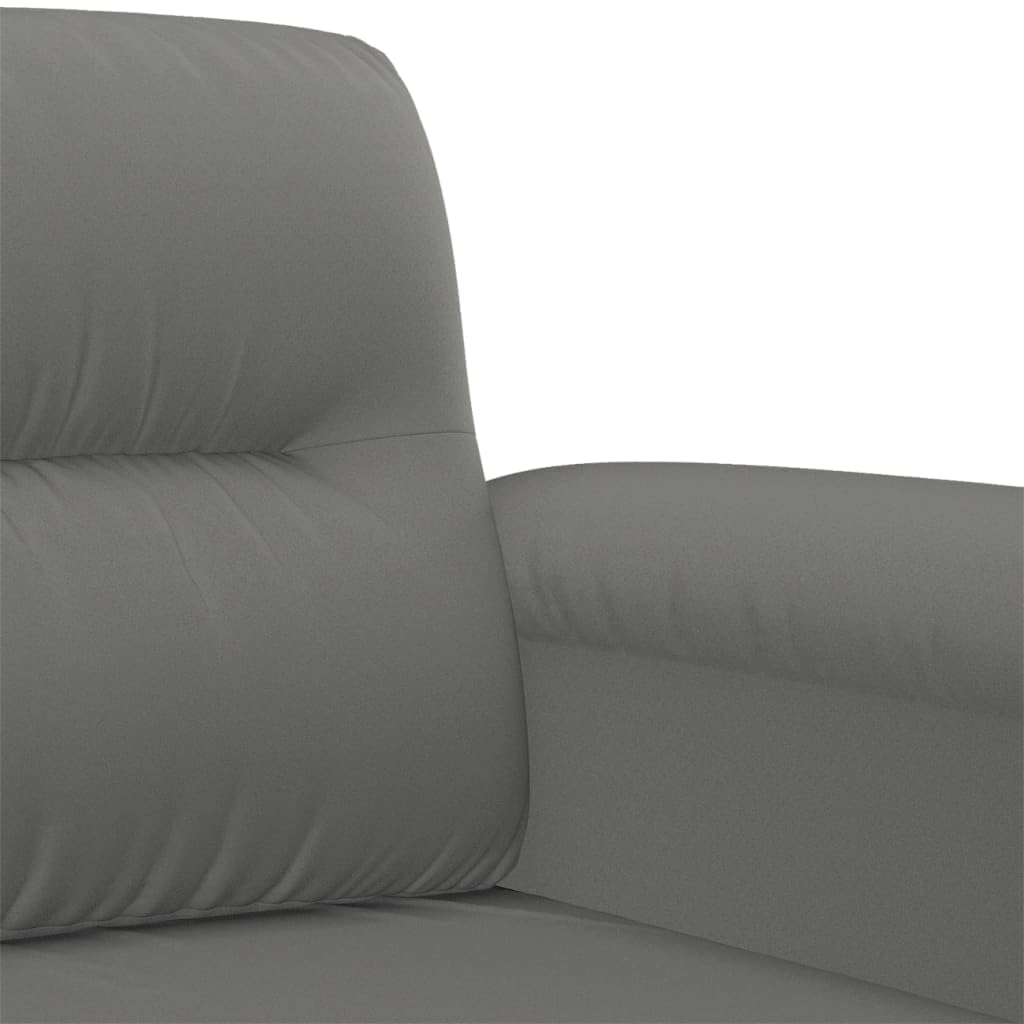 3-teiliges Sofaset mit Kissen dunkelgrau aus Mikrofaserstoff