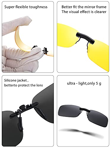 12 Pieces Polarized Clip on Sunglasses Rimless Clip on Sunglasses Rectangle Lightweight Polarized Eyeglasses for Myopia Eyeglasses Outdoor Night Driving Men Women2