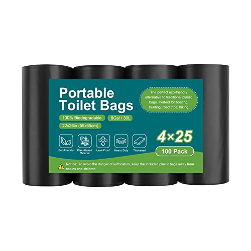 100 Portable Toilet Bags, Litfp Thickened Biodegradable Camping Toilet Bags For Portable Potty, 8 Gallon Compostable Toilet Waste Bags Potty Bags For 5 Gallon Bucket Toilet Adults Outdoor Camping Car #TOP7