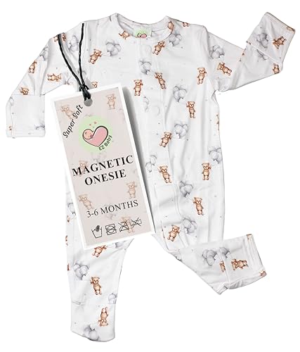 Image of EZ Baby Magnetic Onesie, Magnetic Onesies for Baby Boy, Magnetic Baby Pajamas, Easy to Close Magnetic Sleepers