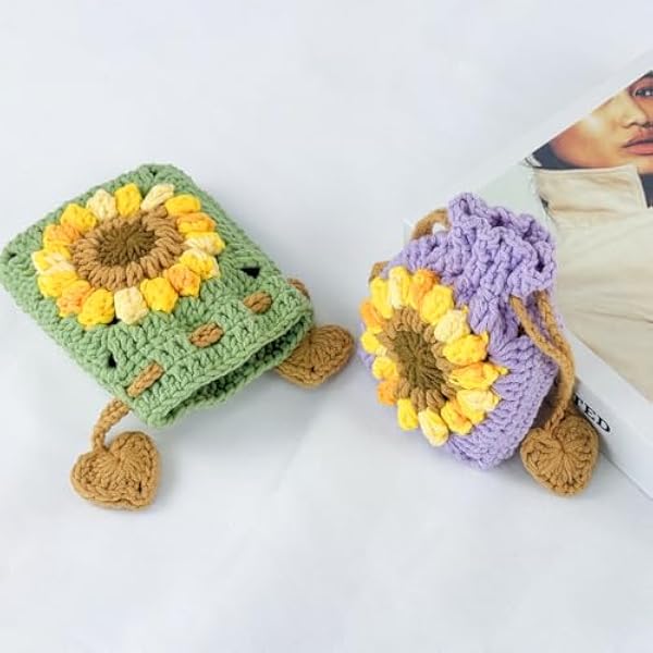 Кошелек для монет, вязаная крючком небольшая хлопковая сумочка для женщин, маленький кошелек с затягивающимся шнурком, компактный женский кошелек для ключей, помады и мелочи, зеленый, размер S, повседневный