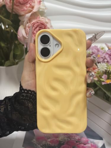 Dos bonbon silicone coque iPhone 17 jaune à texture froissée mode