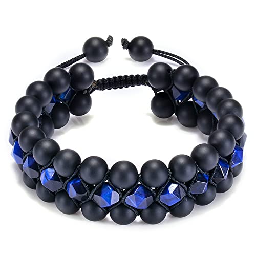 Bracelet oeil de tigre 8mm et couronne perles naturelles pour homme et femme 20cm