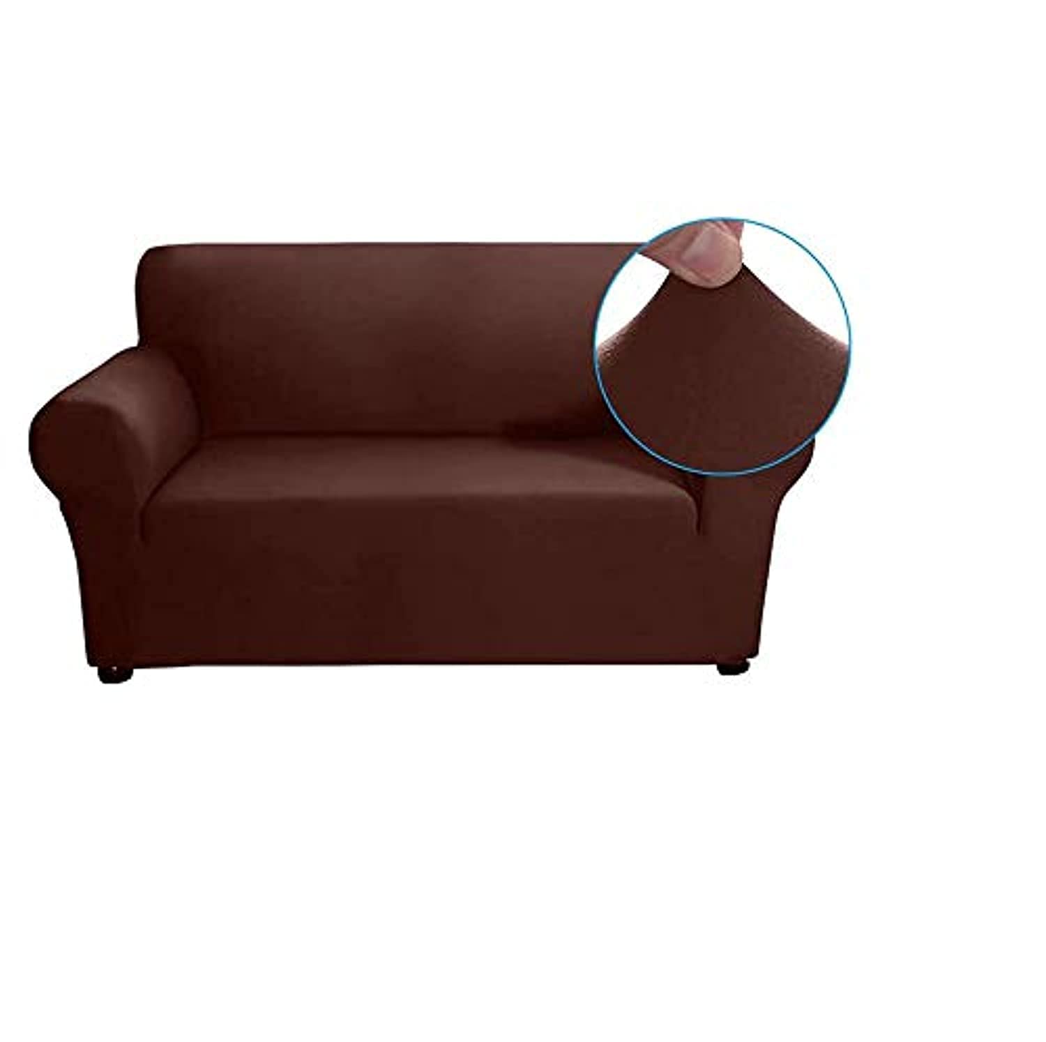 Docooler Stretch Sofa Milk Silk Fabric Anti-Slip Soft Couch Cover, 2 Seater, Light Coffee