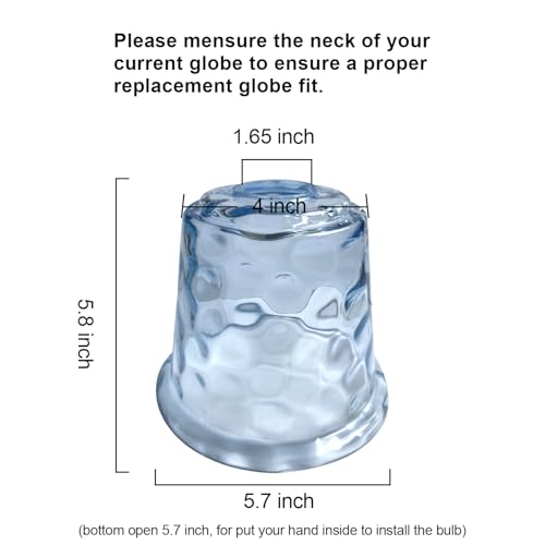 Image of 3 Pack Fixture Replacement Globe Shade, Blue Hammer Glass | Light Covers for Ceiling Fan Light Fixture Pendant lights Wall Sconces, 1-5 /8 Inch Fitter
