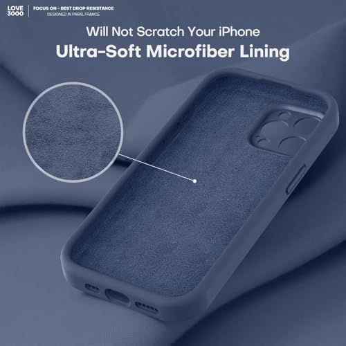 Image of LOVE 3000 Designed for iPhone 15 Pro Max Case, Premium Silicone with [Soft Anti-Scratch Microfiber Lining] Shockproof Protective Phone Case for Men Women Girls 6.7 inch, Navy Blue