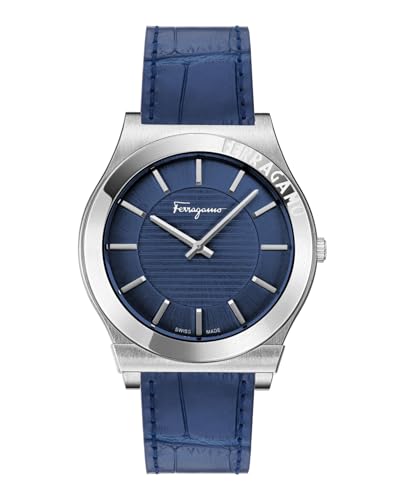 Montre en cuir Salvatore Ferragamo Gancini, montre de luxe pour homme et femme avec cadran acier