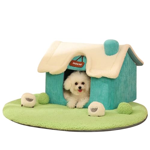 MANON-ROSA-Winter-Warm-Enclosed-Dog-House-Foldable-Cozy-Kennel-Bed-with-Lawn-Cushion-for-Small-to-Medium-Dogs-Cats-Indoor-Nest-Puppy-Cave-Sofa-Pet-Supplies