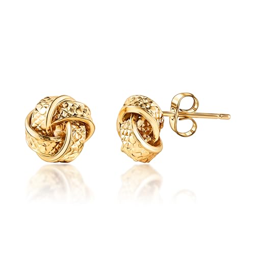 Barzel 18K Gold Plated Woven Love Knot Stud Earrings - Made In Brazil