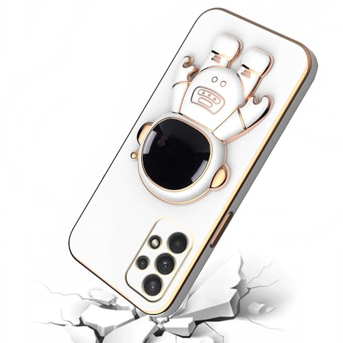 Image of for Samsung Galaxy A73 5G Case Cute 3D Astronaut Stand Design Camera Protection Shockproof Soft Back Cover (for Samsung Galaxy A73 5G, White)