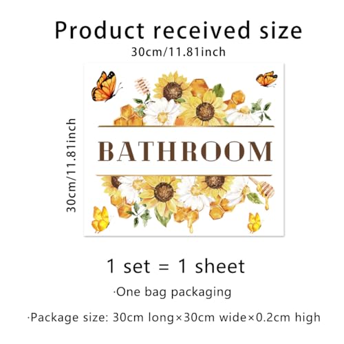 Vinilo decorativo para puerta baño con girasol y mariposas miniatura 6