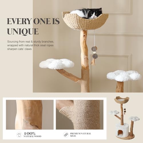 Árbol para gatos de madera natural PEGIC 47 pulgadas miniatura 4