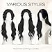 FAVE 26 Inch Black Wig Long Synthetic Heat Resistant Wigs for Women, Middle Part Wavy Hair Wig - Natural Black, Realistic Daily Use