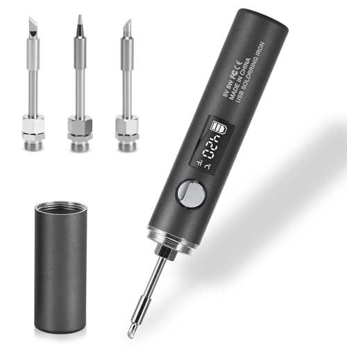 Bryzal Cordless Soldering Iron Kit, USB-C Battery Soldering Iron Kit with 5 Adjustable Temperature Levels 260℃-420℃, Wireless Solderings Irons Set with LCD Display for Welding Repair DIY Projects