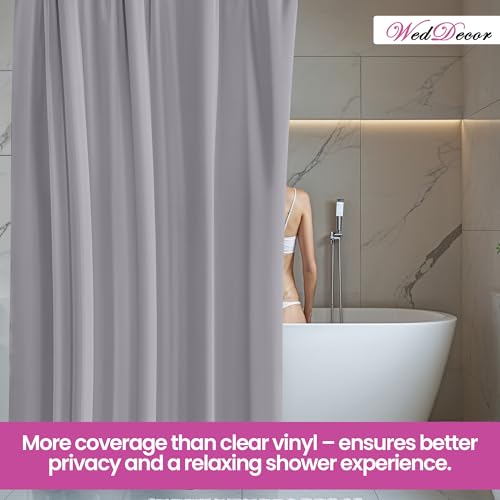 WedDecor Shower Curtains Mould Proof Resistant, Waterproof PEVA Shower Curtain Heavy Duty Bathroom Curtains, With 12 White Plastic Hooks, 180cm x 180cm, Grey - Cosy Home Interiors WedDecor Shower Curtains Mould Proof Resistant, Waterproof PEVA Shower Curtain Heavy Duty Bathroom Curtains, With 12 White Plastic Hooks, 180cm x 180cm, Grey - Image 7