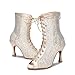 Female High Top Latin Dance Shoes Party Sandals Fashion Mesh Boot Abricot Heel 10cm 7