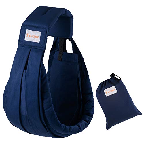 TWONE ベビースリング 新生 ベビーキャリ― 赤ちゃん抱っこひも お出かけ用成長に合わせて使える6WAY 日本国内安全基準適合品 安心 肌触りいい 100%コットン 携帯便利 使いやすい 片肩 0~2歳幼児対応 パパママ兼用 日本語説明書付き (ネイビー)