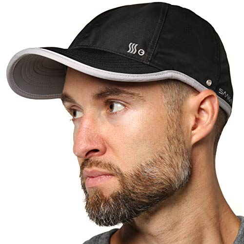 SAAKA Lightweight Hat for Men. Fast Drying, Stays Cools. Best for Running, Tennis, Golf and All Sports (Black)