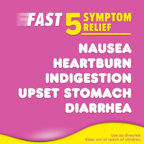 Image of Pepto Bismol Chews, Fast and Effective Digestive Relief from Nausea, Heartburn, Indigestion, Upset Stomach, Diarrhea, Berry Mint Flavor, 24 Count,(Pack of 6)